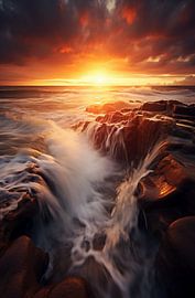 L'heure dorée au bord de la mer