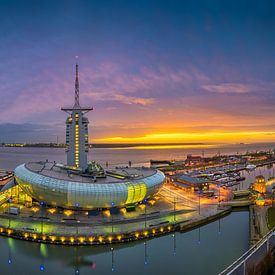 Panoramablick auf das Klimahaus in Bremerhaven, Deutschland von Michael Abid