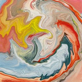Summer melody colourful abstract art Pantone orange blue and yellow by Susanna Schorr