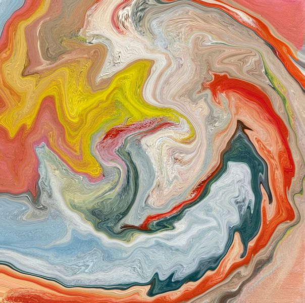 Summer melody colourful abstract art Pantone orange blue and yellow by Susanna Schorr