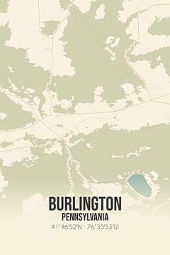 Carte ancienne de Burlington (Pennsylvanie), USA. sur Rezona