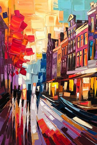 Abstracte stadsgezicht met kleurenspel