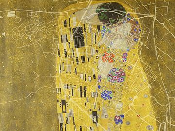 Kaart van Castricum met de Kus van Gustav Klimt van Map Art Studio