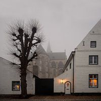 Mistig wit stadje Thorn
