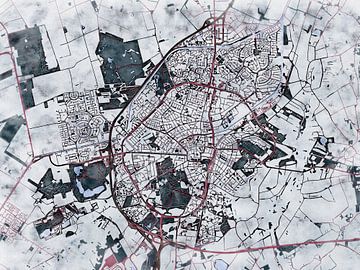 Kaart van Assen in de stijl 'White Winter' van Maporia