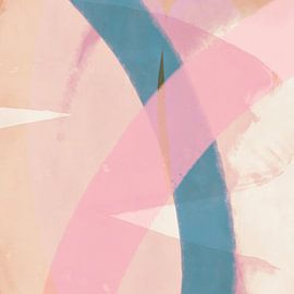 Romantic abstract art in pink and blue by Dina Dankers