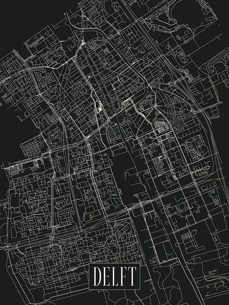 City map Delft - City - Dark variant - Map by Locus Studio