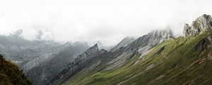 Vue panoramique sur les montagnes et les collines de l'Alpstein