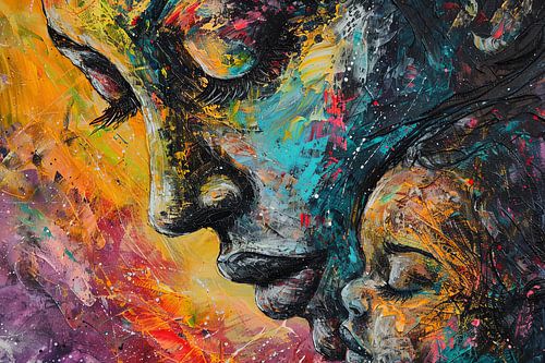 Portret moeder en kind abstract