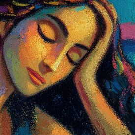 Dreaming Woman in Colour by Abstract Painting