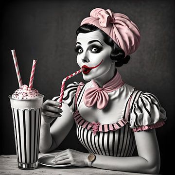 Pierrot met milkshake van Gert-Jan Siesling