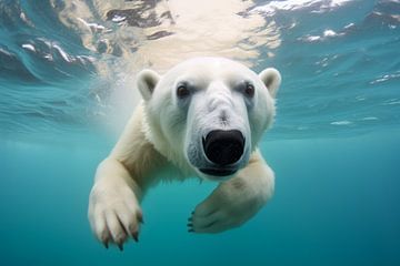 Zwemmende ijsbeer