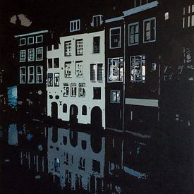Lijnmarkt Utrecht bij nacht van Larissa Beentjes