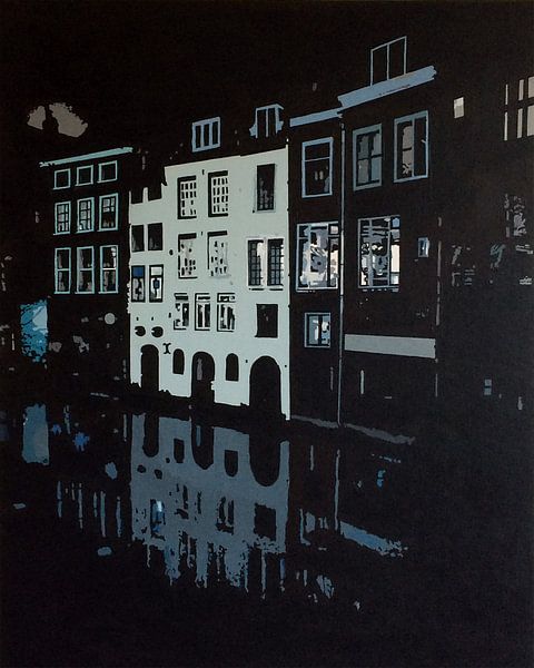Lijnmarkt Utrecht bij nacht van Larissa Beentjes