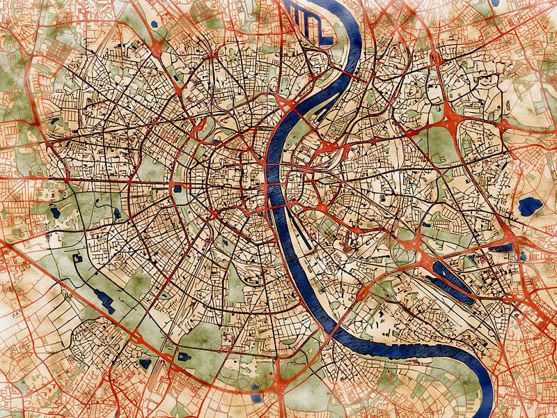 Map of Köln with the style 'Serene Summer' by Maporia