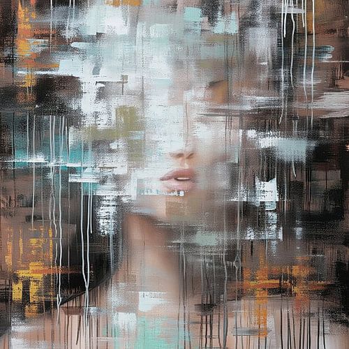 Portrait fragmenté en tons de terre Abstraction