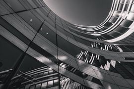 Skyline in de stad in zwart-wit