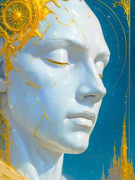 Heavenly serenity - Kintsugi head sculpture
