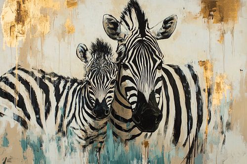 Zebra met jong en goud