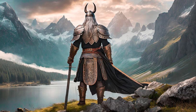 Wikinger Krieger in der Landschaft von Mustafa Kurnaz