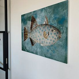 Photo de nos clients: Poisson bleu-vert avec des taches par Behindthegray, sur aluminium