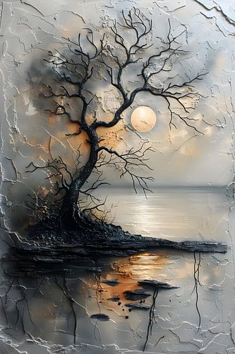 Wit Schilderij | Schilderij Levensboom | Schilderij Wit