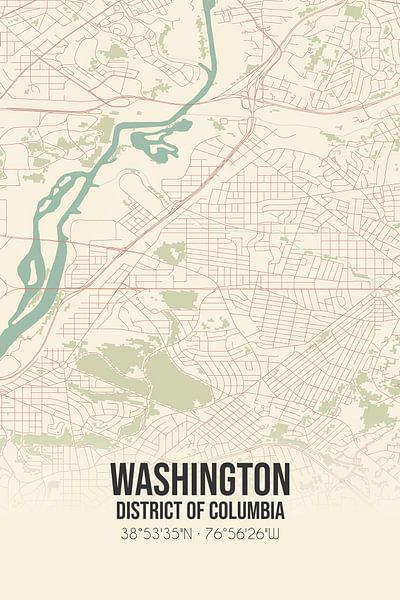 Alte Karte von Washington (District of Columbia), USA. von Ortsdrucke