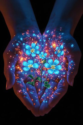 Mains avec des fleurs