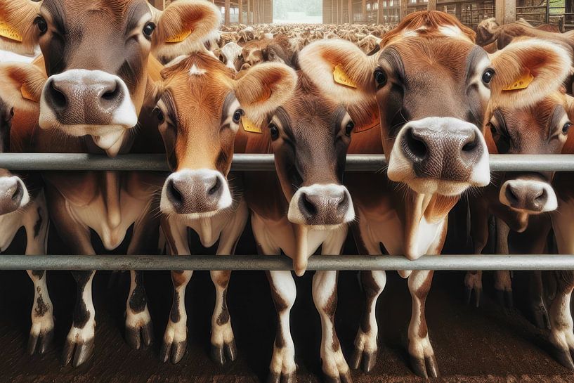 Cows in the stable by Ellen Van Loon