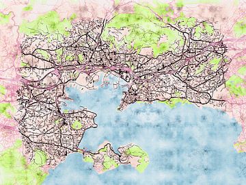 Kaart van Toulon in de stijl 'Soothing Spring' van Maporia