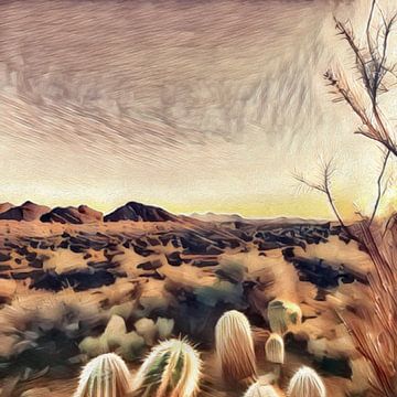 Quadratische Kunstwerke im Wüstenstil von Emiel de Lange
