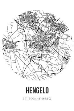 Hengelo (Overijssel) | Karte | Schwarz und Weiß von Rezona