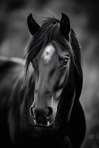 Majestätisches schwarzes Pferd