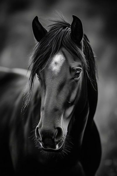 Majestueus zwart paard van Poster Art Shop