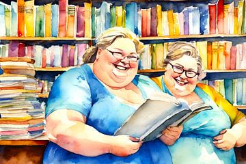 2 gemütliche Damen in der Buchhandlung von De gezellige Dames