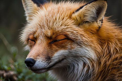 Slapende vos in de natuur vastgelegd