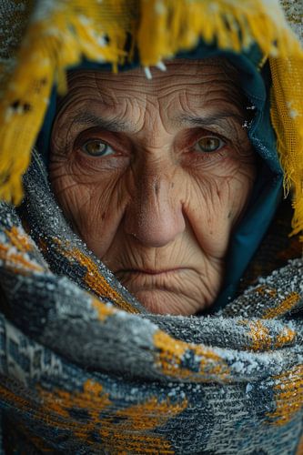 AI portret met kleuren van de Oekraïense vlag