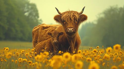 Scottish Highlanders : Le printemps en fleurs sur ByNoukk