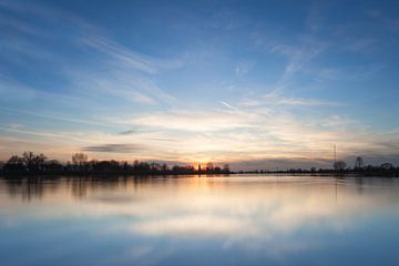 Sunset at the river lek! by Peter Haastrecht, van