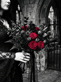 Gothic Bride with Red Roses by Markus Gann