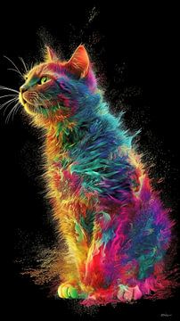 kat / poes in multicolor van Gelissen Artworks