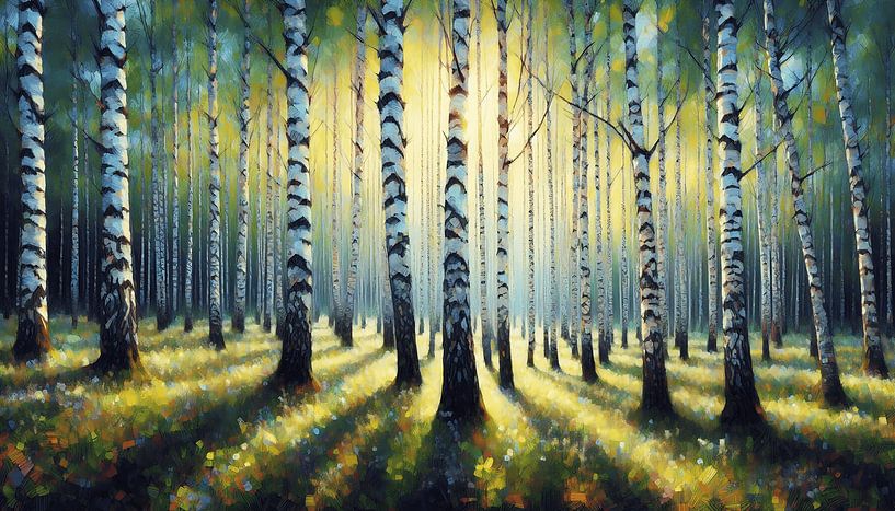 Berkenbos in de zomer, abstract van Marion Tenbergen