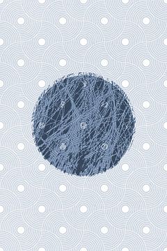 Ikigai. Abstracte minimalistische Zen kunst. Japanse stijl in blauw I van Dina Dankers
