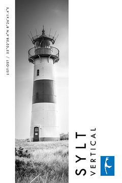 Sylt Vertical Lighthouse List-Oost (zwart-wit) van Christian Müringer