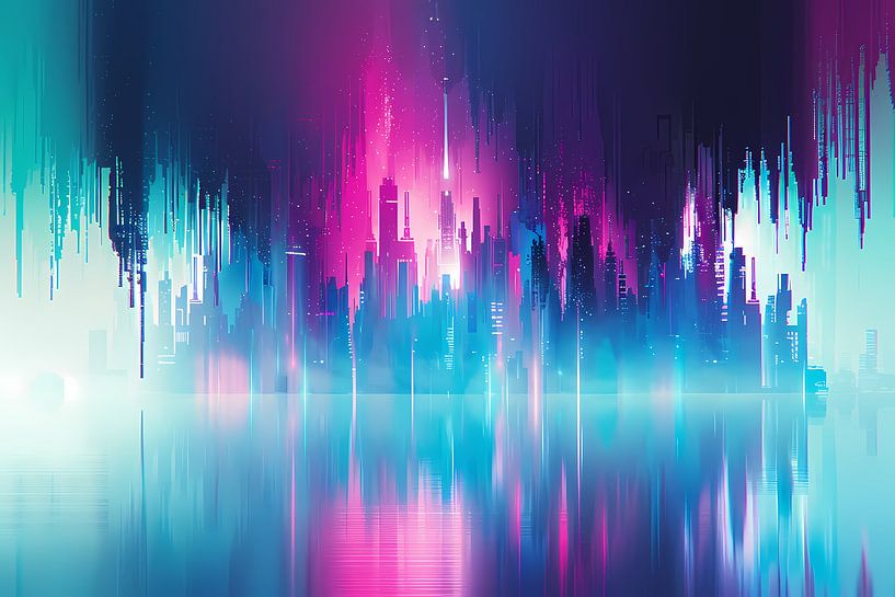 Ligne d'horizon futuriste avec des reflets colorés par Art & Soul Creations