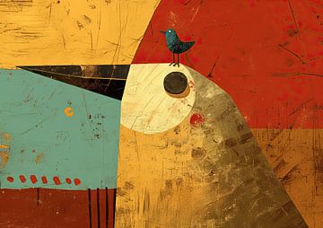 Abstract Vogel | Blue Perch van ARTEO Schilderijen