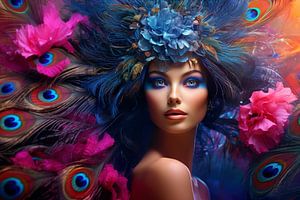 Maquillage bleu rose