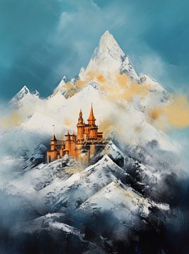 Kasteel Bergen Sneeuw Wolken Sprookjesachtige Magie Droomwereld van gm_designs