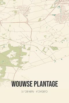 Vintage landkaart van Wouwse Plantage (Noord-Brabant) van Rezona