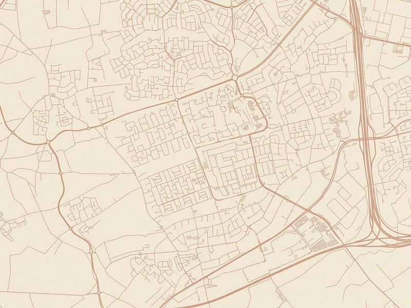 Terracotta style map of Veldhoven by De Kaartenwinkel